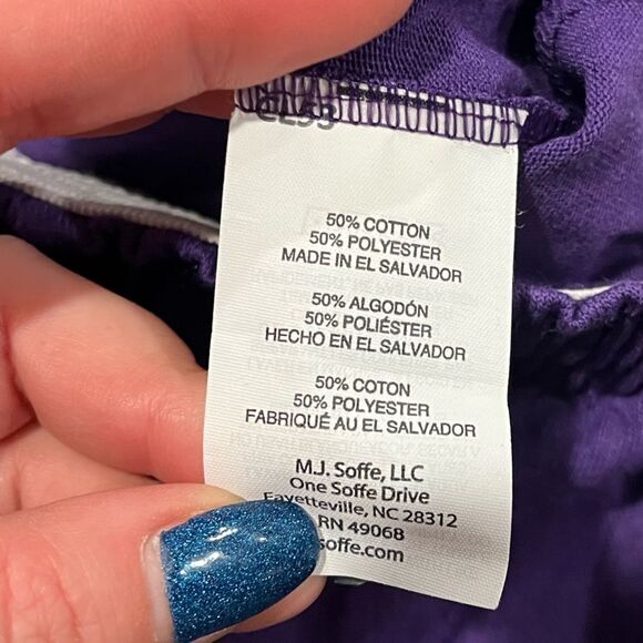 Soffee G Athletic Shirts Drawstring Elastic Waist Pull On Purple L 12-14 NWT - Picture 4 of 5